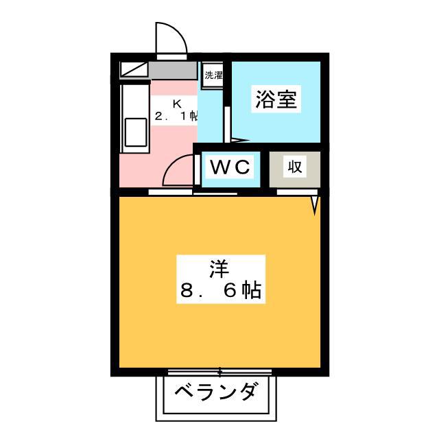 コーポI(1K/2階)の間取り写真