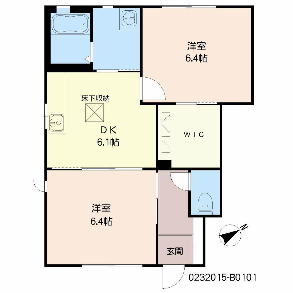 ストーク2番館B(2DK/1階)の間取り写真
