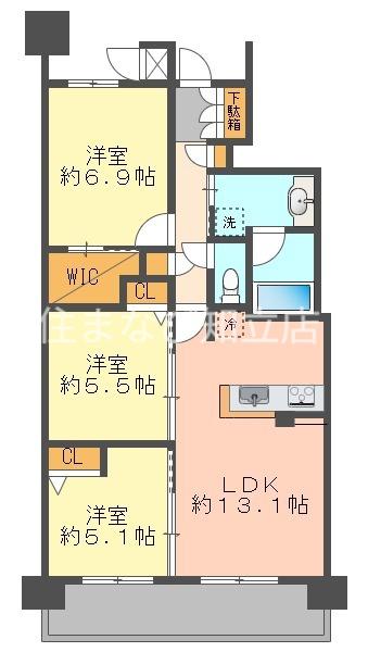 リコット刈谷駅東II(3LDK/8階)の間取り写真