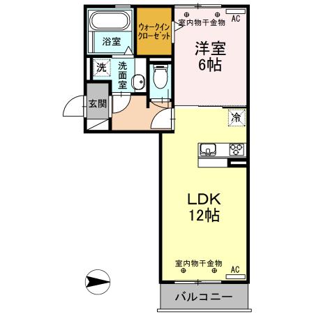 ガーネット(1LDK/3階)の間取り写真
