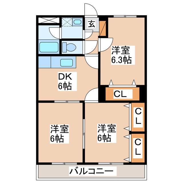 アンソレイユ(3DK/3階)の間取り写真