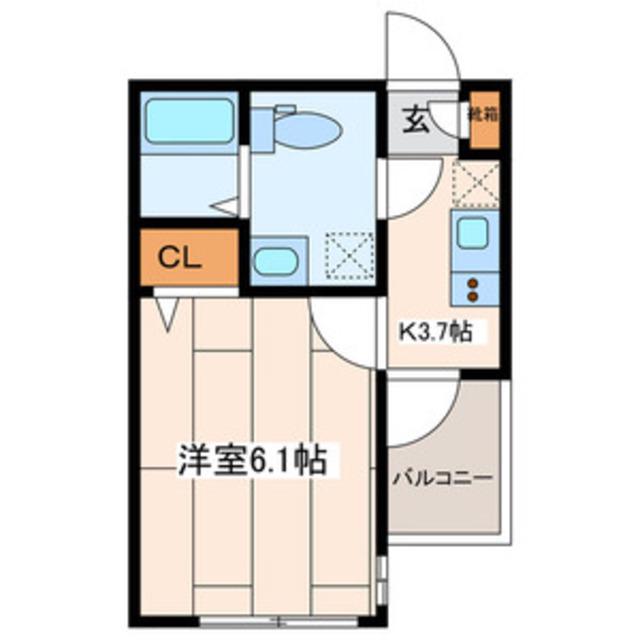 WITH PLACEさがみ野(1K/1階)の間取り写真