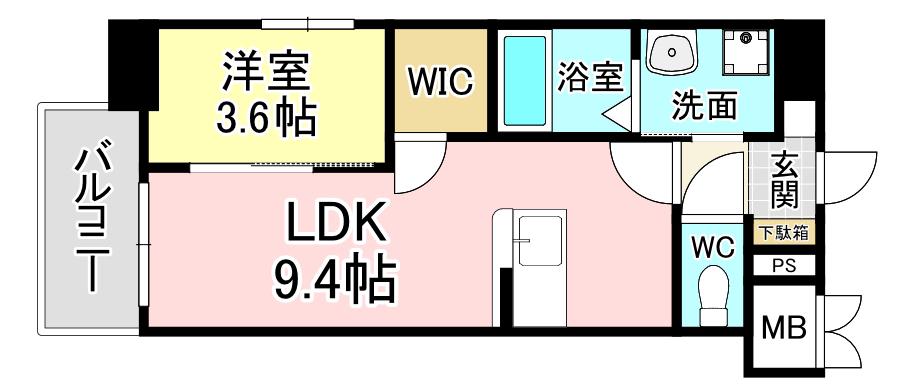 ウイングス熊手(1LDK/8階)の間取り写真