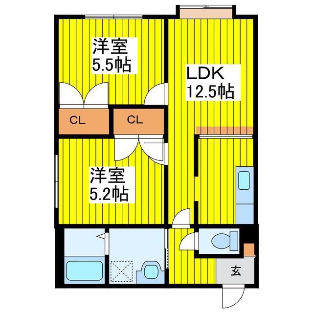 ハイコート北23 (2LDK/4階)の間取り写真