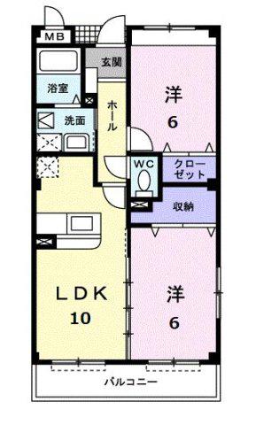 ヴィアラッテア(2LDK/1階)の間取り写真