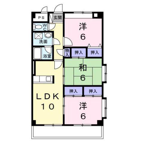 ボンヌール(3LDK/3階)の間取り写真