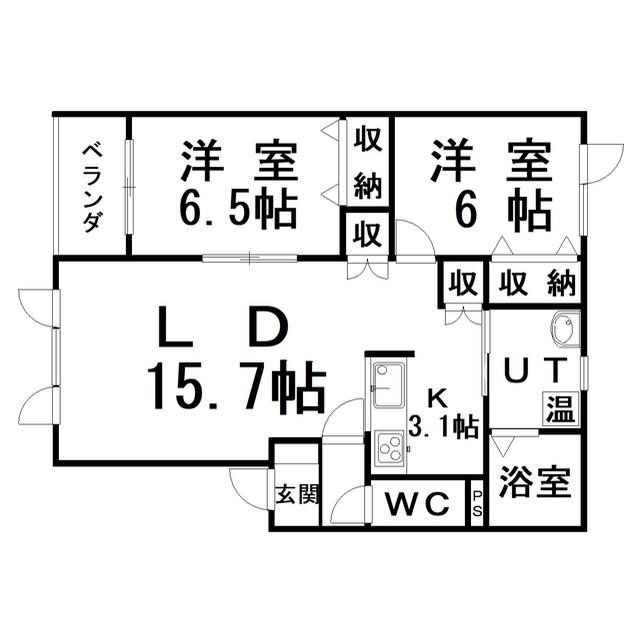 THE RITZ GREEN PARLOR VIII(2LDK/1階)の間取り写真