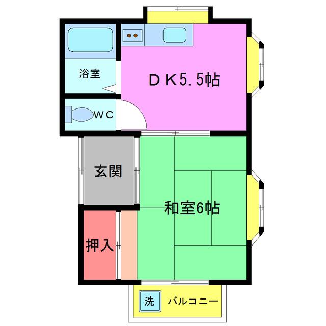 メゾンドヘルメス(1DK/2階)の間取り写真