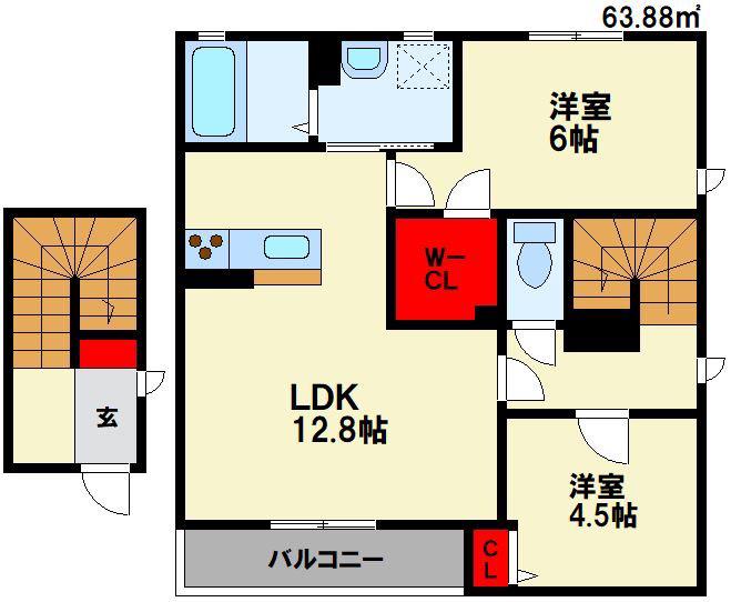 アミ・コート(2LDK/2階)の間取り写真