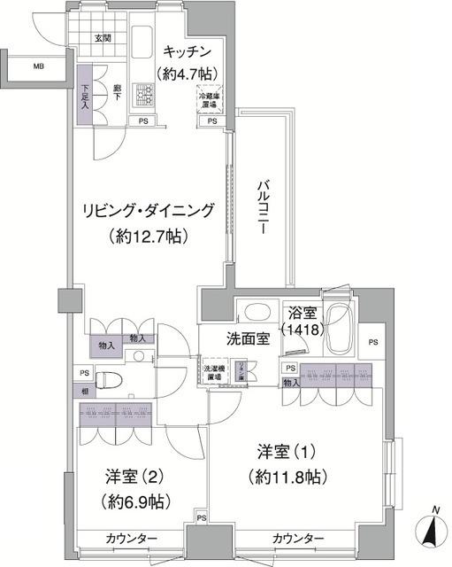アビティ目黒(2LDK/1階)の間取り写真