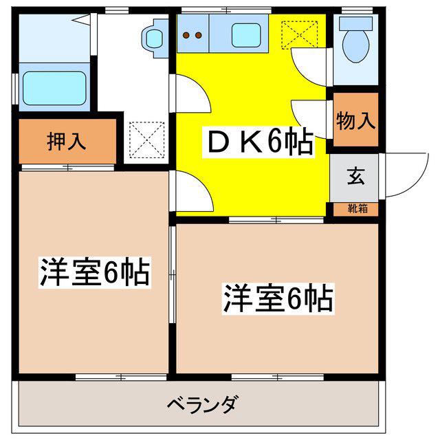CITY-HOUSE TSUKADA(2DK/1階)の間取り写真