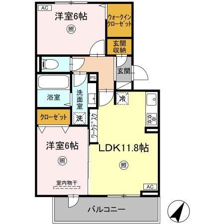 クリスタルパークテラス(2LDK/3階)の間取り写真