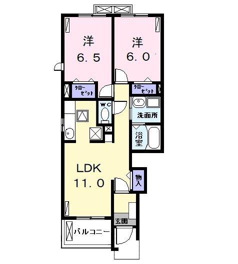 ベル アロッジオ I(2LDK/1階)の間取り写真