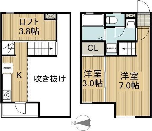 サンアリーナ北頭(1LDK/1階)の間取り写真