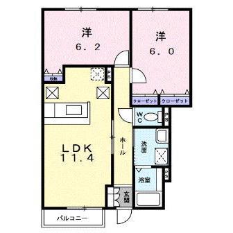 アドバンス・ヴィラ(2LDK/1階)の間取り写真