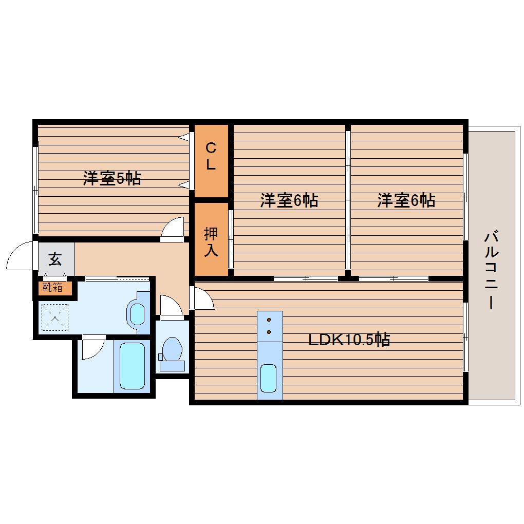 グランドール泉中央(3LDK/4階)の間取り写真