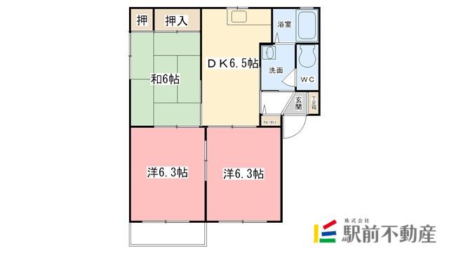 エクセレント川副A(3DK/1階)の間取り写真