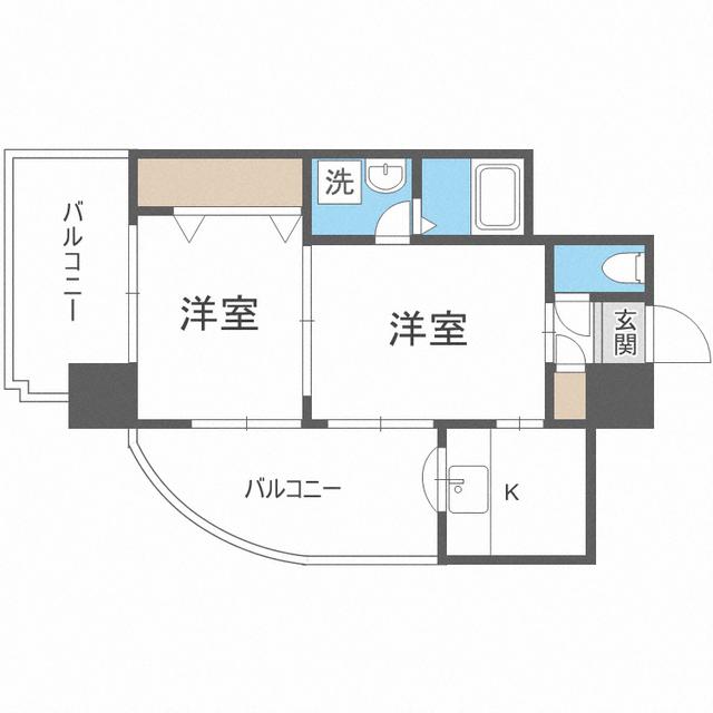 エステートモア警固本通(2K/14階)の間取り写真