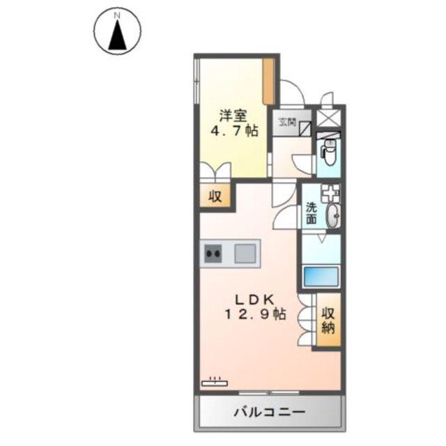 ハルコート箕面(1LDK/2階)の間取り写真