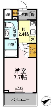 イーストサイドレジデンス(1K/1階)の間取り写真