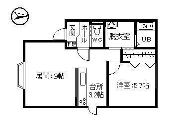 サンシティハイツ(1LDK/2階)の間取り写真