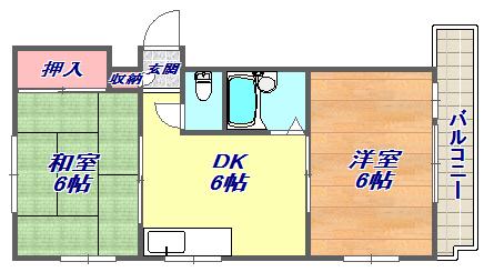 シティライフ六甲道(2DK/3階)の間取り写真