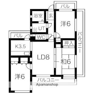 サンヴューパレス長丘(3LDK/5階)の間取り写真