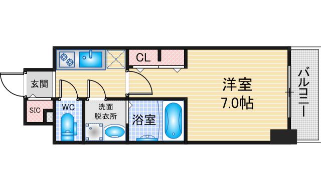 S-RESIDENCE名古屋菊井ALINE(1K/7階)の間取り写真