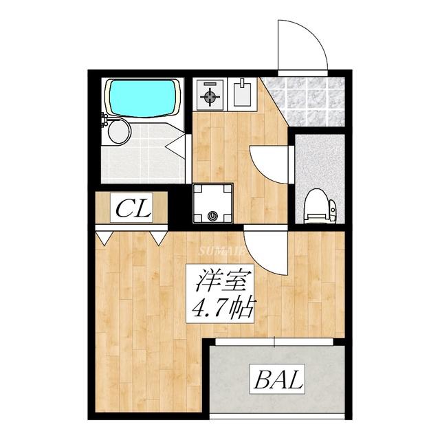 グランパイン小岩(1K/1階)の間取り写真