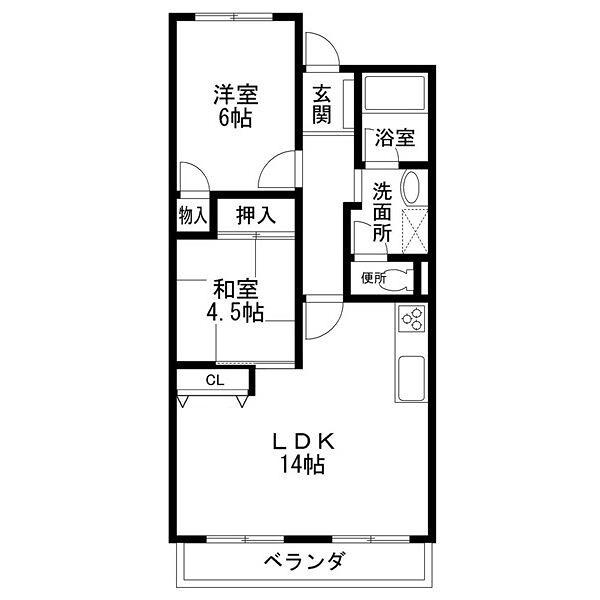 グランドール中桜塚(2LDK/4階)の間取り写真
