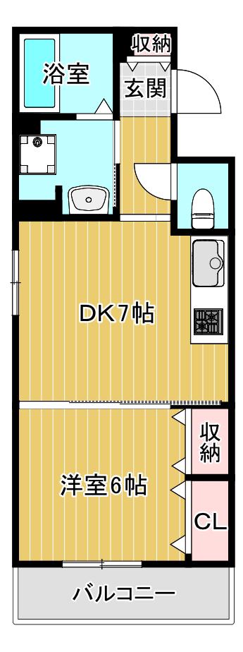 CITYSPIRE鶴見(1DK/6階)の間取り写真