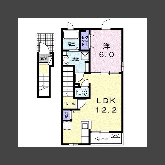 イースト223(1LDK/2階)の間取り写真