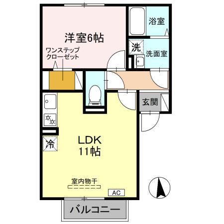 クレスト西宮東(1LDK/2階)の間取り写真
