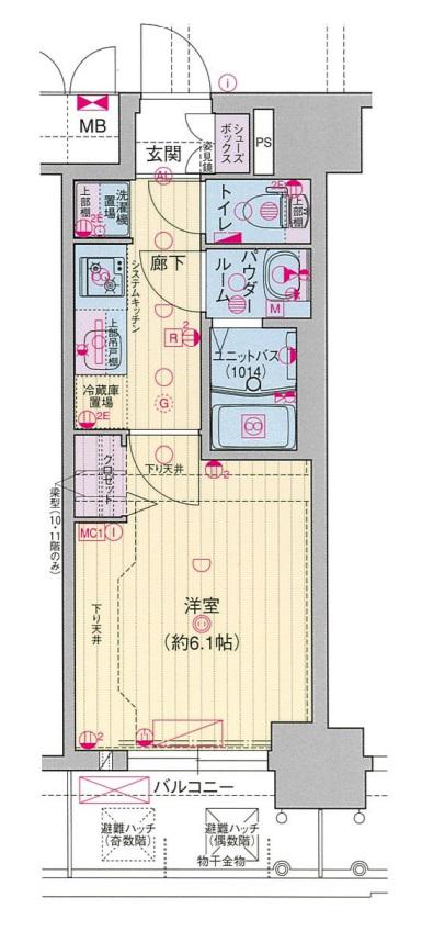 プレサンス野江内代ペルティエ(1K/8階)の間取り写真