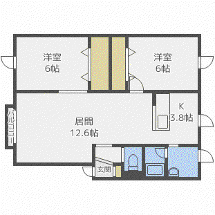 クレイン福住A(2LDK/1階)の間取り写真
