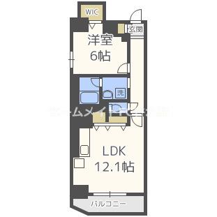 サナップ難波東(1LDK/6階)の間取り写真