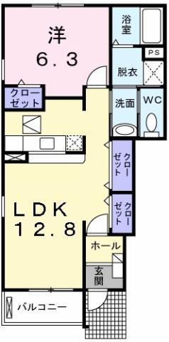 サンリットコアA(1LDK/1階)の間取り写真
