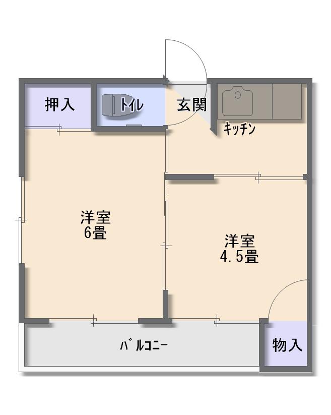 恵山荘(2K/2階)の間取り写真