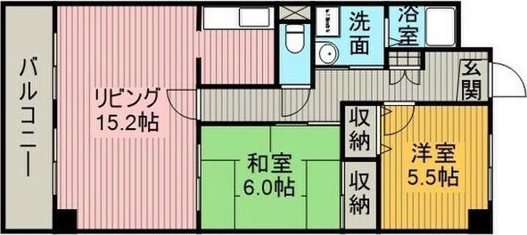 RAPPORT中江(2LDK/4階)の間取り写真