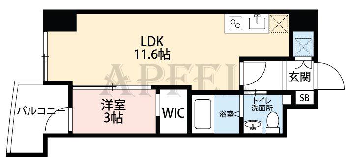 セレニテ本町グランデ(1LDK/10階)の間取り写真