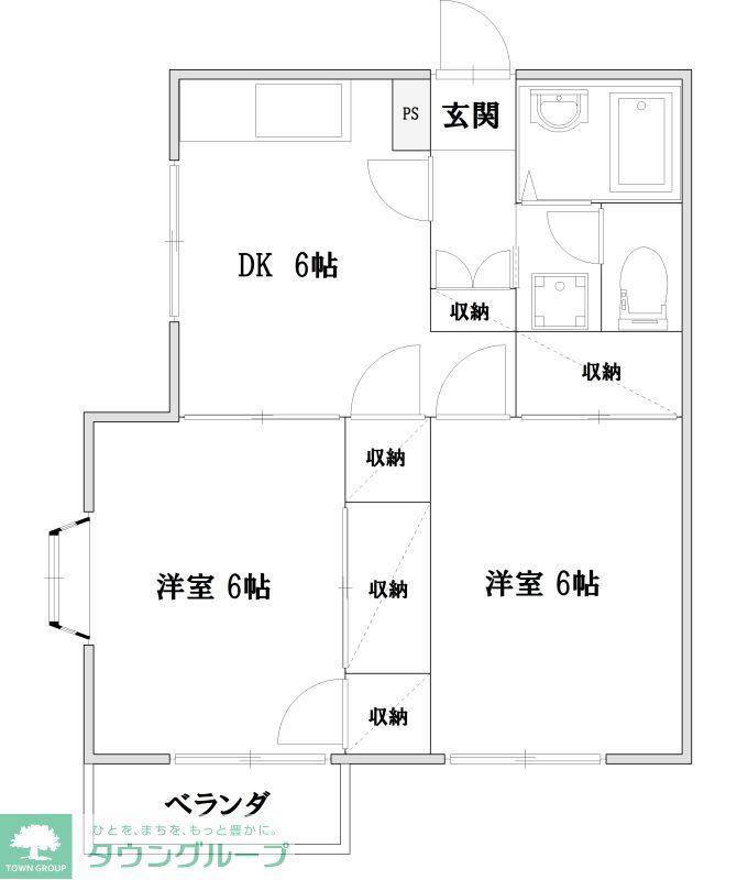 FINE COURT野田(2DK/1階)の間取り写真