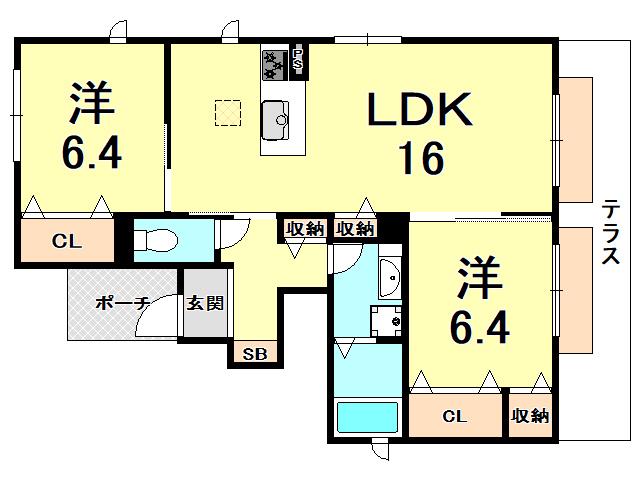 シャーメゾンF(2LDK/1階)の間取り写真