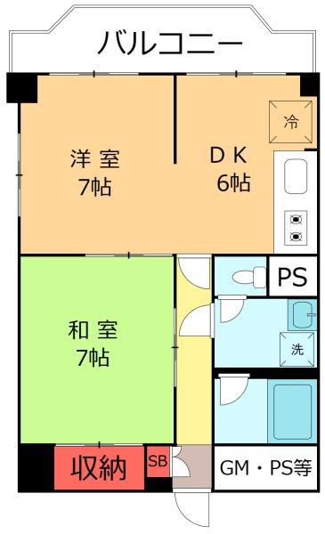 シャンボール新松戸(2DK/5階)の間取り写真