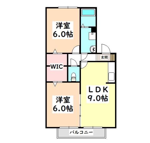 シャトレーヌA棟(2LDK/1階)の間取り写真
