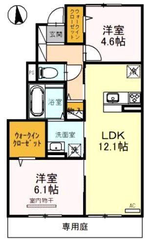 メゾン・ド・五条宮(2LDK/1階)の間取り写真