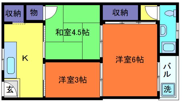 グランディア東神戸(3K/2階)の間取り写真