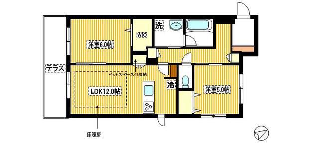 アノイエ 東棟(2LDK/3階)の間取り写真
