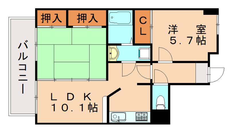 ベルヒルズ則松(2LDK/4階)の間取り写真