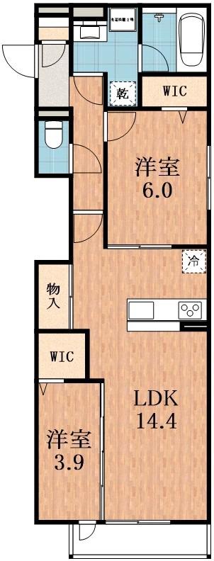 PASSARO GRANDE 墨江 イースト(2LDK/3階)の間取り写真