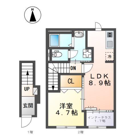 スターテラスII南田町(1LDK/2階)の間取り写真